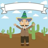 illustration vectorielle de mexique garçon avec bannière vierge vecteur