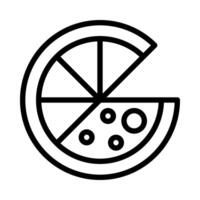 Pizza icône ou logo illustration contour noir style vecteur