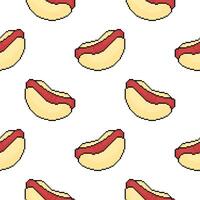 pixel Hot-dog sans couture modèle avec contour vecteur