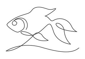 continu en dehors ligne art de magnifique esthétique mer poisson art un ligne poisson rouge illustration vecteur