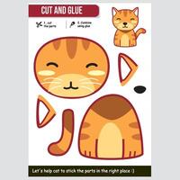 adorable illustration de une mignonne chat pour éducatif papier Jeu pour des gamins vecteur