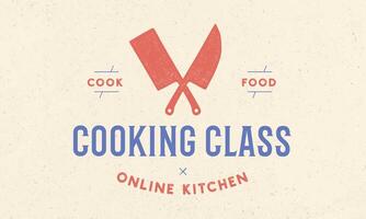 Viande logo. logo pour cuisine école classe avec icône chef couteau vecteur