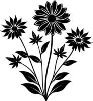 fleurs sauvages silhouette illustration conception vecteur