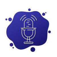 microphone, Podcast ligne icône pour applications ou la toile vecteur