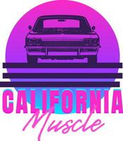 le Californie muscle logo avec une voiture dans de face de il vecteur