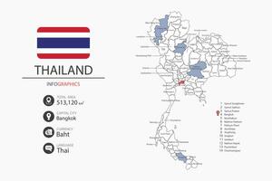 Thaïlande carte infographie éléments avec drapeau de ville. vecteur