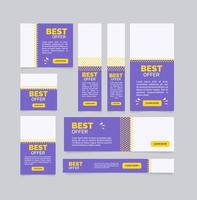 meilleure offre modèle de conception de bannière web violet. flyer vectoriel avec espace de texte. pancarte publicitaire avec espace de copie personnalisé. affiche promotionnelle imprimable pour la publicité. mise en page graphique