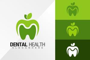 Modèle d'illustration vectorielle de conception de logo de dent de santé dentaire apple vecteur