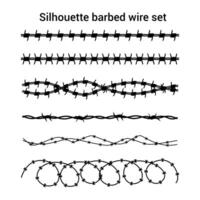 barbelé câble ensemble isolé sur blanc Contexte silhouette, Contexte. barbelé câble vecteur