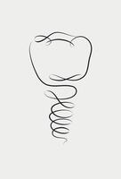 amarré implant et dentaire couronne dans linéaire style dessin sur blanc Contexte vecteur