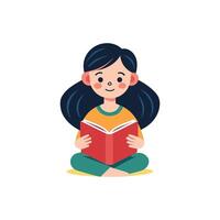 une fille lisant un livre vecteur