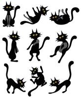 chat noir chat Miaou chatte marrant dessin animé pose vecteur