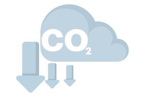 CO2 fumée concept. en haut vers le bas La Flèche illustration de nuage carbone dioxyde émissions. air et environnement pollution. air propreté normes. plat illustration isolé sur Contexte. vecteur