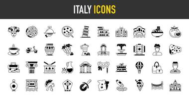 Italie Icônes ensemble. tourisme et culture, mince conception. symboles de le pays. isolé illustration. vecteur