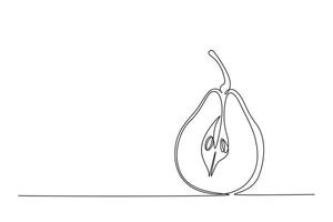 continu un ligne dessin tranché de en bonne santé sucré vert biologique poire pour verger logo identité. Frais été fruits concept fruit jardin icône. Célibataire ligne dessiner conception graphique illustration vecteur