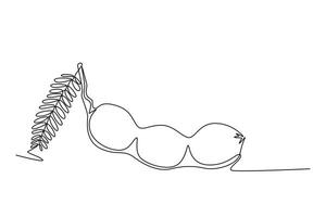 Célibataire continu ligne dessin de entier en bonne santé marron biologique Tamarin pour verger logo identité. Frais fruits concept pour fruit jardin icône. dynamique un ligne dessiner graphique conception illustration vecteur