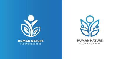 Humain gens ensemble la nature feuilles abstrait illustration logo icône conception modèle élément pro style vecteur