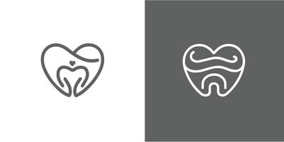 dent les dents dentiste dentaire dentisterie cœur l'amour logo conception pro style vecteur