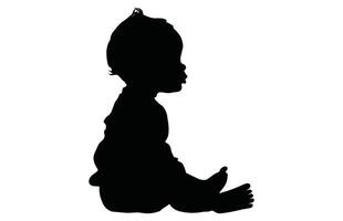 bébé silhouette isolé sur blanc arrière-plan, silhouette de bébé, neuf mois vieux séance bébé vecteur
