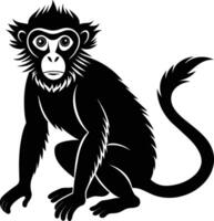 une silhouette de une singe séance vecteur