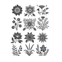 plat conception fleur silhouettes et feuilles floral élément conception modèle illustration vecteur