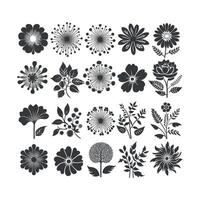 plat conception fleur silhouettes et feuilles floral élément conception modèle illustration vecteur