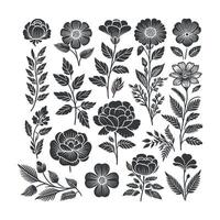 plat conception fleur silhouettes et feuilles floral élément conception modèle illustration vecteur