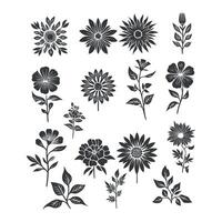 plat conception fleur silhouettes et feuilles floral élément conception modèle illustration vecteur