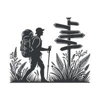 randonnée minimaliste et camping silhouette art illustration conception vecteur