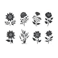 plat conception fleur silhouettes et feuilles floral élément conception modèle illustration vecteur