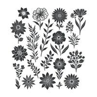 plat conception fleur silhouettes et feuilles floral élément conception modèle illustration vecteur