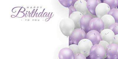 joyeux anniversaire . fond de bannière ou de carte de voeux pour la célébration d'anniversaire. concept de couleur violet et blanc. illustration vectorielle vecteur