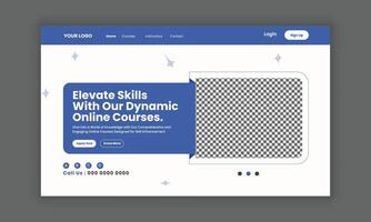 lms site Internet atterrissage page ou éducation atterrissage page, cours vente atterrissage page, site Internet page d'accueil pour en ligne apprentissage, site Internet héros section bannière conception modèle. la toile bannière conception. vecteur