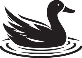 canard nager dans l'eau silhouette illustration. vecteur