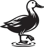 canard permanent dans l'eau silhouette illustration. vecteur