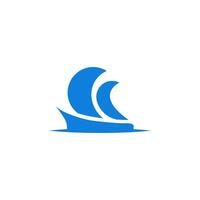 une bleu bateau logo avec vagues vecteur