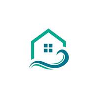 une maison avec vagues et une vague logo vecteur