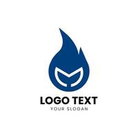 une logo pour une entreprise cette est bleu et a une flamme sur il vecteur