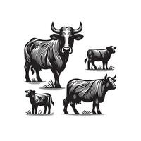 taureau silhouette sur blanc Contexte. vache illustration. taureau logo ,vache logo vecteur