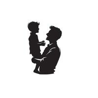 père et fils silhouette sur blanc Contexte. père et fils logo, illustration. vecteur