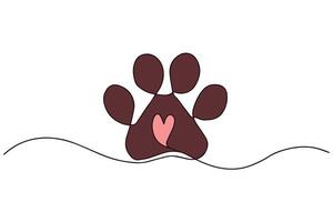 chien patte impression avec une cœur à l'intérieur. animal de compagnie se soucier et animal de compagnie propriétaire l'amour concept. impression sur cartes, tee-shirts, enfants Vêtements et jouets. logo pour une jouet magasin, enfants vêtements, animal de compagnie magasin. vecteur