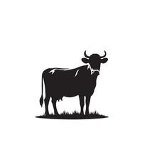 taureau silhouette sur blanc Contexte. vache illustration. taureau logo ,vache logo vecteur