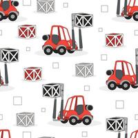 chariot élévateur un camion sans couture modèle pour des gamins dans dessin animé style vecteur