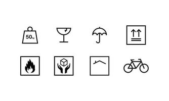 ensemble de collection d'icônes d'édition de logo d'icône d'emballage en carton dans un style noir et blanc simple. éléments de formes isolés sur fond blanc dans le vecteur de conception de logo.