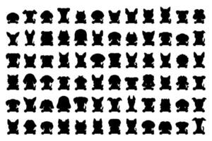 différent type de silhouette dessin animé chien visages vecteur