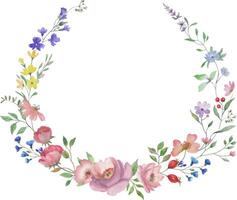 aquarelle floral couronne. main tiré illustration pour salutation cartes, invitations. vecteur