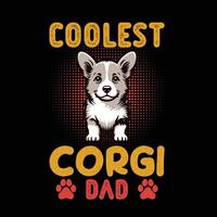 le plus cool corgi papa typographie T-shirt conception vecteur
