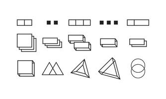 ensemble de différentes conceptions de lignes de géométrie 3d. lignes d'art vectoriel pour un design tendance, memphis, rétro, hipster, futur, hypebeast