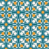 arabe géométrique mosaïque imprimable sans couture modèle avec abstrait marocain impression dans bleu et Orange couleurs. Ramadan kareem traditionnel islamique art illustration Contexte vecteur