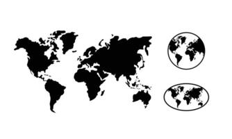 une collection de trois styles de carte du monde, des graphiques isolés sur fond blanc, des dessins vectoriels pour les éléments graphiques. vecteur